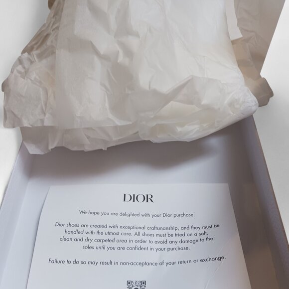 Authentic Dior White Shoe Box w/ Tissue Paper, Card & Cloth Satchel  12" x 8" - Picture 11 of 16